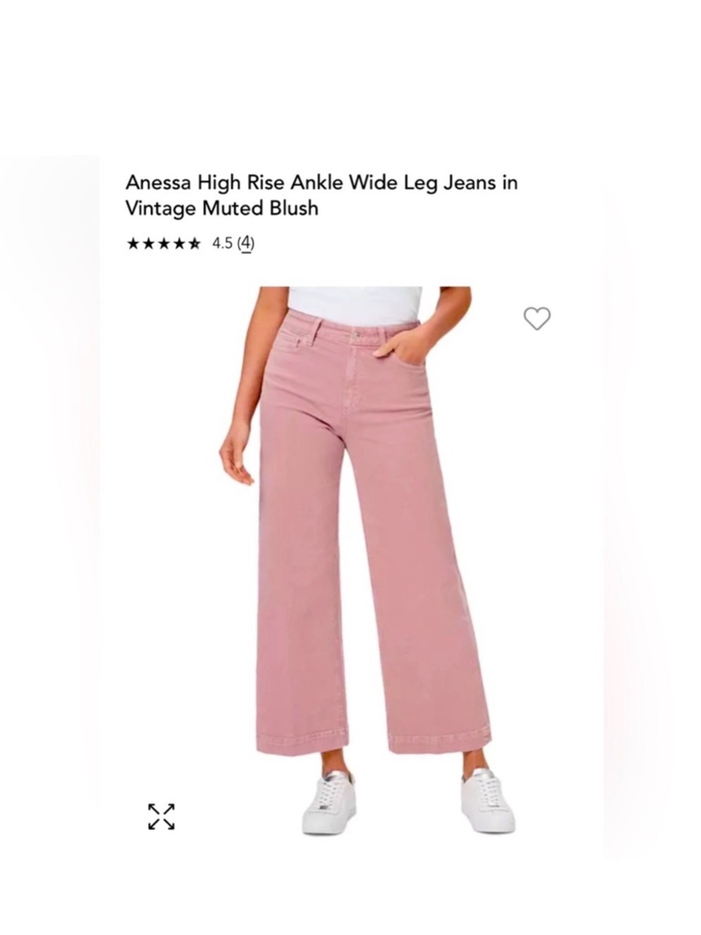 PAIGE Anessa Wide Leg Jeans in Muted Blush Pink